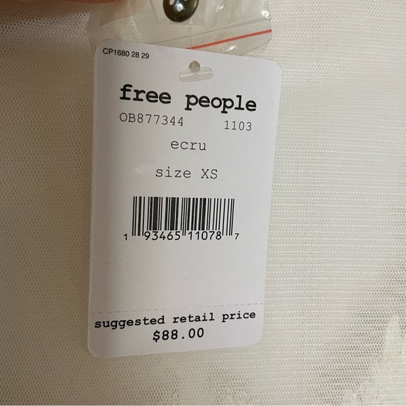 FREE PEOPLE Saheli Embroidered Mesh Top Ivory OB877344 Extra Small Ecru Color - Picture 13 of 15